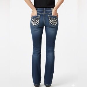 WRANGLER ROCK 47 Women’s Zebra Embroidered Ultra Low Rise Bootcut Jeans